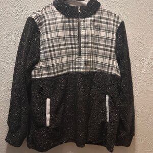 Cozy Plaid and Black Fleece Hoodie